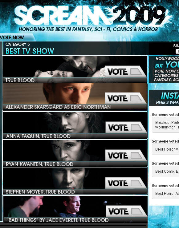 Scream Award 2009 : 9 nominations !