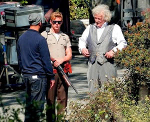 Rutger Hauer guest stars on the set of True Blood along side full time True Blood star Ryan Kwanten in Los Angeles